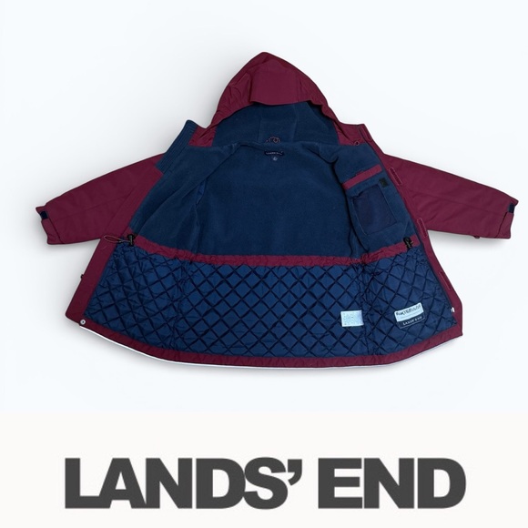 Lands' End Unisex Kids Maroon Blue Squall Jacket, Size 6X-7, MSRP $109 - Picture 3 of 5